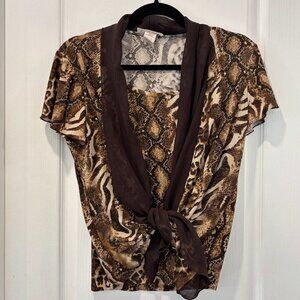 Vintage Leopard Print Combo Blouse Size S
